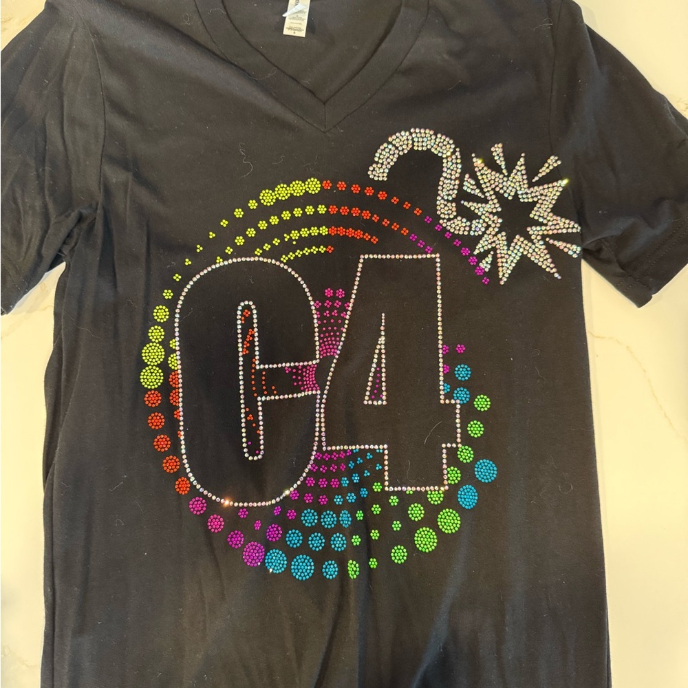 Black Bling V Neck Tee